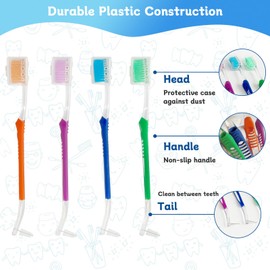 4-Pack Orthodontic Toothbrushes with Double-Ended Design – V-Trim Brush and Interspace Brush for Effective Braces Cleaning, Multi-Colored Set for Oral Dental Care