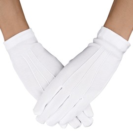 Yolev Parade Gloves White Cotton Formal Tuxedo Costume Honor Guard Gloves with Snap Cuff Gloves Dress Gloves for Man Police Formal Tuxedo Guard Parade Costume