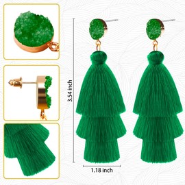 Tassel Earrings for Women,Boho Earrings for Women,Christmas Headband Earrings,Christmas Earrings for Women,Green Earrings,Green Earrings for Women,Chain Earrings,Boho Earrings,Ladies Earrings
