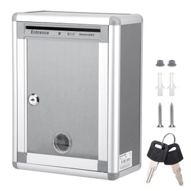 Wall Mount Mailbox, Lockable Secure Post Box, Letter Box for Outside, Drop Box with Key Lock, for Envelope, Letter, Outside, Home, Office Business