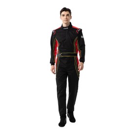 J-RACING® Racing Suit Karting Suit/Race/Rally Go Kart Auto Racing Driver Fire Suits SFI 3.2A/1 (Black/Red-L)