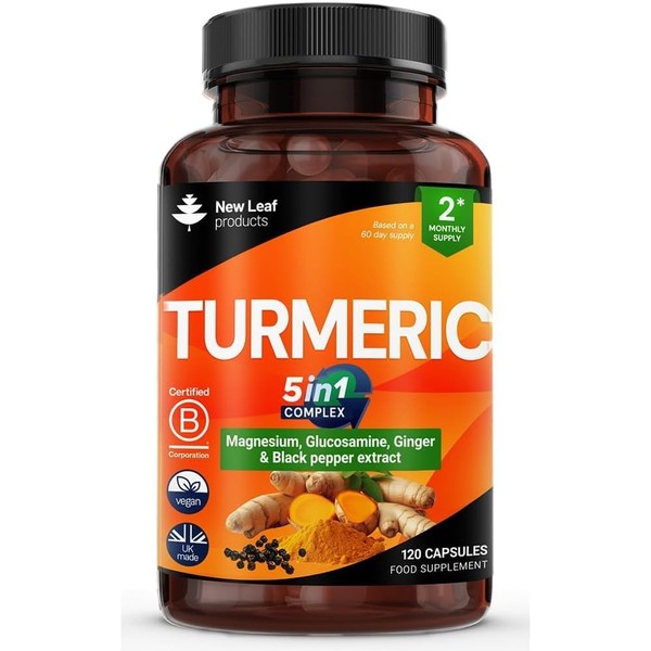 Turmeric 5-in-1 Complex - 5000mg Turmeric Capsules High Strength Enriched