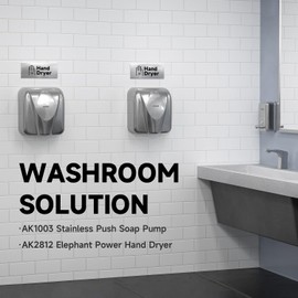 AIKE Elephant Power Commercial Hand Dryer High Speed Auto Warm Wind, Brushed Stainless Steel Cover AC110V-130V Model AK2812