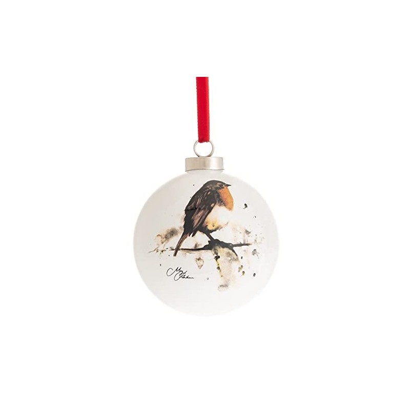 Meg Hawkins Ceramic Christmas Bauble 8cm - Robin