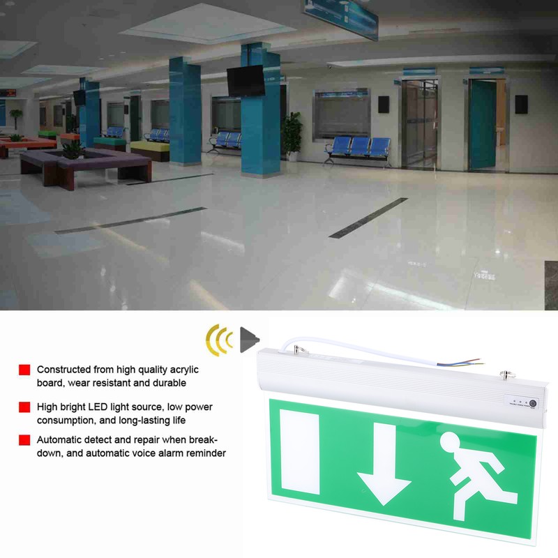 Acrylic LED Emergency Exit Lighting Sign Safety Evacuation Indicator Light