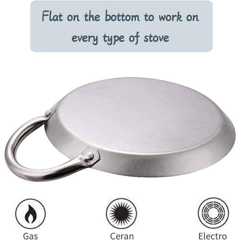 Mexican Style 8.5" Stainless Steel Flat Circle Fry Pan Comal