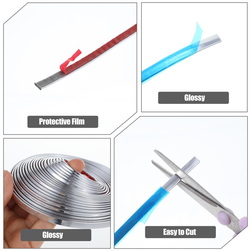 16Ft Chrome Car Trim Strip Self-Adhesive Chrome Tape Chromes Window