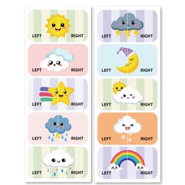 Peacoblue Shoes Stickers for Shoes Learning Left Right, Weather Model 100pcs(50 Pairs) Self-Adhesive Shoes Stickers Labels Decals to Help Put Shoes On