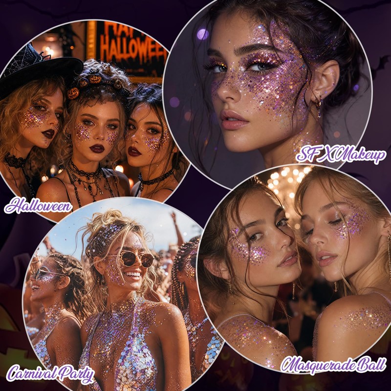 Halloween Face Body Glitter Stick,Sparkling Hair Glitter Makeup 32G