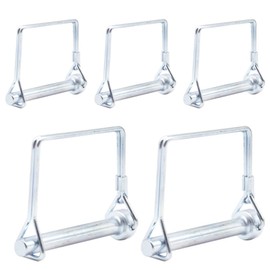 CEEYSEE Pack of 5 Locking Pin 8 mm x 60 mm One Cotter Pin Pipe Folding Pin with Snap Lock Square Galvanised Shackle for Trailers, Tractors, Dumppers, Farm, Lawnmower (F.8 mm x 60 mm)