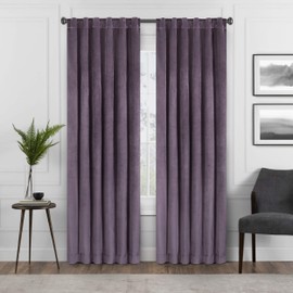 ECLIPSE ABZ Harper Velvet Rod Pocket Curtains for Bedroom, Single Panel, 50" x 95", Plum