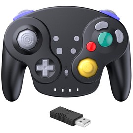 2.4 GHz Wireless GameCube Style Switch Pro Controller, for Switch/Switch OLED Console, PC, Steam Deck (Built-in Rumble) (Rechargeable) (Plug and Play) Black