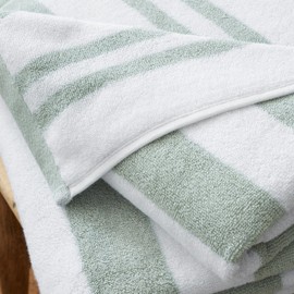 Bianca Reversible Stripe 50x85cm Cotton Jacquard Hand Towel Sage Green