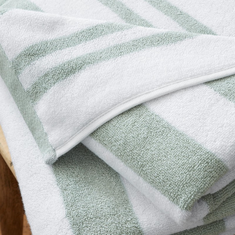 Bianca Reversible Stripe 50x85cm Cotton Jacquard Hand Towel Sage Green