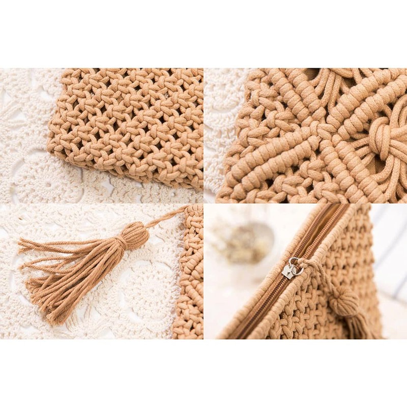 Hsthe Sea Strohtasche Umhängetasche Damen Retro Klein Stroh Crossbody Tasche