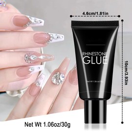 Nail Art Rhinestone Glue Gel 30 g, Glue for Gemstones, UV Glue for Nails, Professional Gemstone Glue for Nails, Glue for Manicure DIY for Beginners and Professional Salons