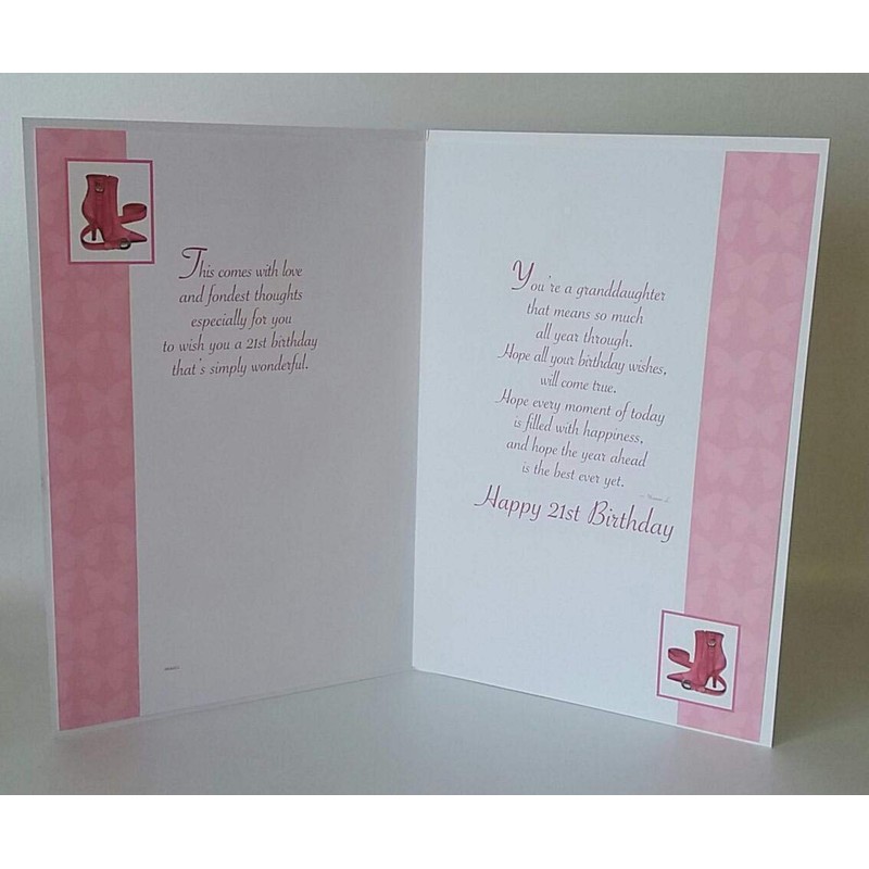 With Love Granddaughter On Your 21st Birthday card