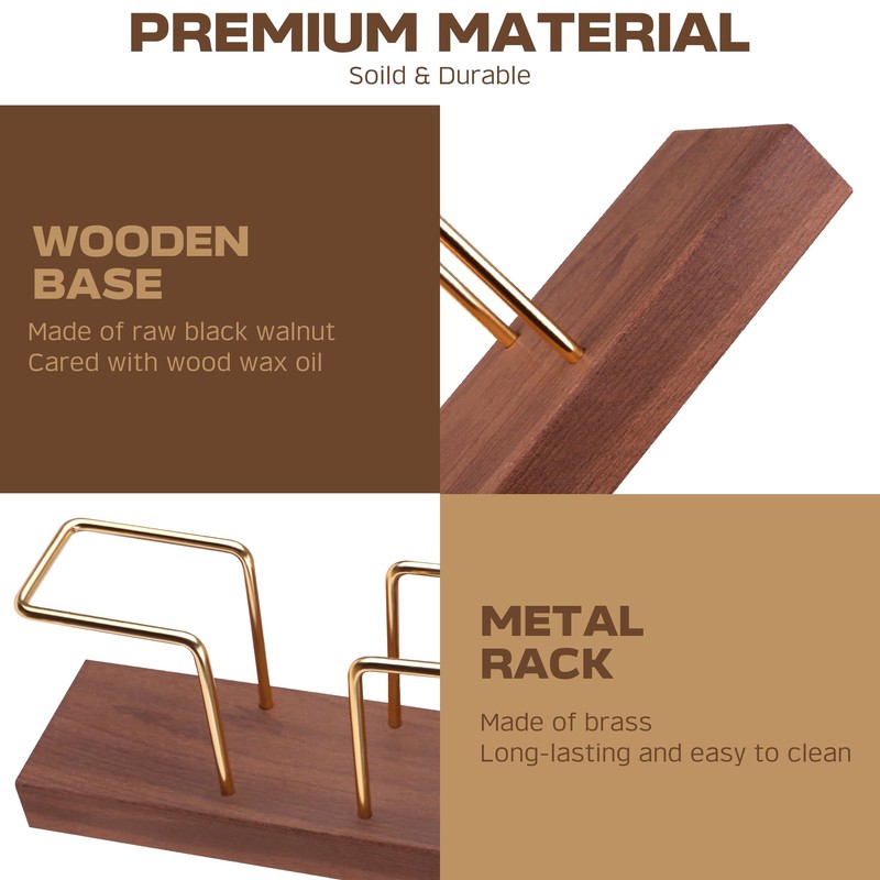 PUNNIO Coffee Filter Holder Storage, Black Walnut & Brass Rack