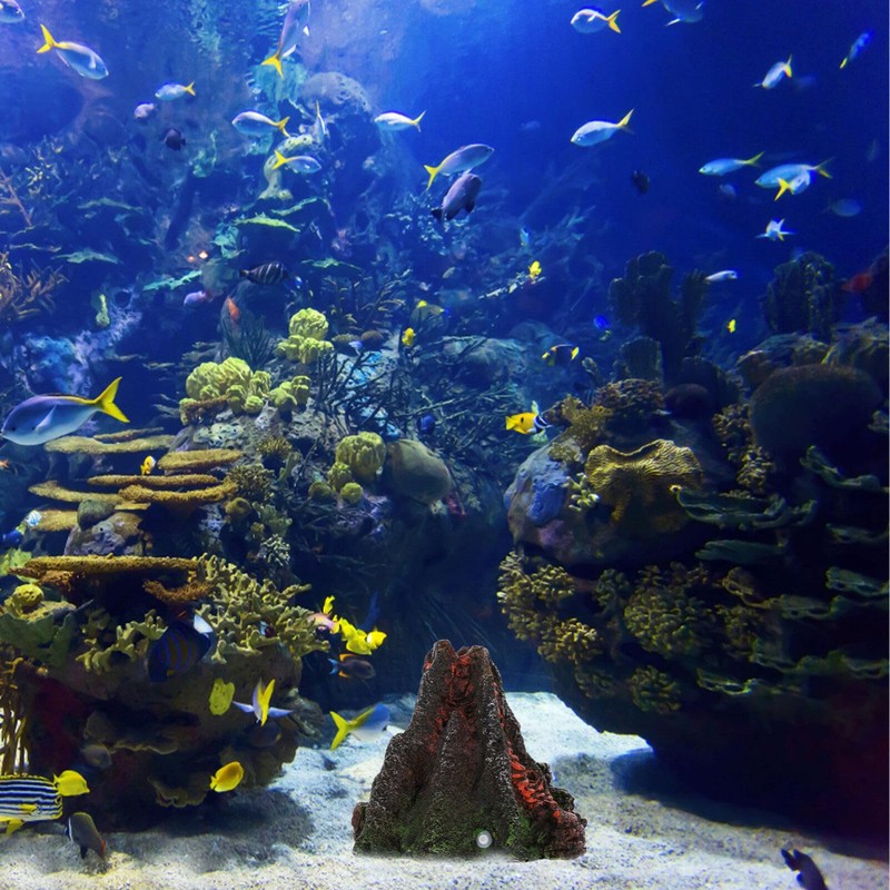 Fish Tank Volcano, Volcano , Reastic Resin Volcano Decorative Fish