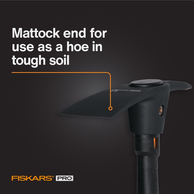 Fiskars IsoCore Pickaxe Mattock with Shock-Absorbing Handle, Dual-Head Tool for
