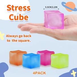 Squishy Cube - Slow Rise Ice Cube Squishy Stress Relief Toy, Soft Squishy Cube Fidget Ball for Kids & Adults, Sensory Gumdrop Stress Ball for Anxiety Relief, Autism, ADHD, Office, School, Home
