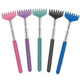 Pack of 5 Scratching Hand Back Scratcher, Telescopic Back Scratcher, Extendable from 20 cm to 68 cm, Stainless Steel Back Scratcher, Suitable for Home and Office (Black, Rose Red, Blue, Green, Purple)