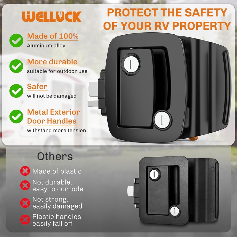 WELLUCK RV Door Lock Replacement with Paddle Deadbolt, 100% Metal