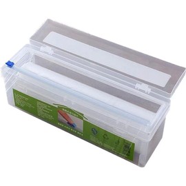 BSTCAR Cling Film and Foil Dispenser and Cutter, Plastic Transparent Film and Foil Storage Organizer Food Wrap Dispenser Cutter Refillable Professional Cling Film Dispenser with Cutter