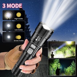 2 Pack Flashlights High Lumens Rechargeable, 3 Mode Super Bright Flashlight, Tactical Flashlights, High Powered, Waterproof Flash Light LED