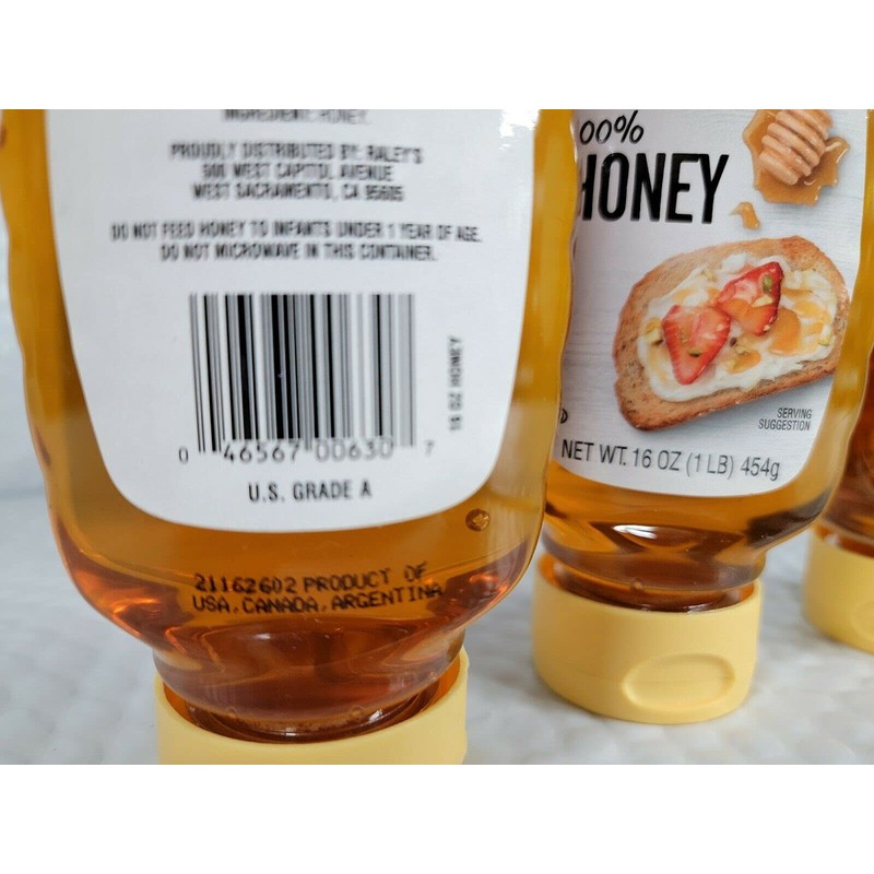 Honey 100% 16 OZ (3 pack Squeezable) Raley's ONE Ingredient