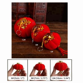 Veroda Velvet Mini Hanging Lucky Red Lanterns for Chinese Spring Festival and Celebration Decoration (#8, 16pcs)