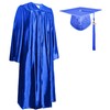 GraduationMall Shiny Graduation Cap and Gown with 2025 Tassel for High School and Bachelor Royal Blue 48(5'3"-5'5")