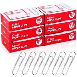 Kalerr Paper Clips, 600 Pcs Paperclips (6 Boxes of 100 Each), Premium Paper Clip, 1-2/7" Silver Paper Clips Medium (1.3 Inches), Rustproof Metal Paper Clip for Office, School, Home