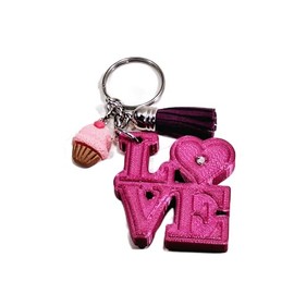 Love Heart Keychain 3d Printed Gift Stylish Hot Pink Large Charm With Sweet Treat And Tassel Charms Silver Color Key Ring Backpack Gear