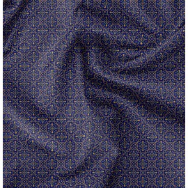 Soimoi Blue Japan Crepe Satin Fabric Moroccan Damask Print Sewing Fabric metre 42 Inch Wide