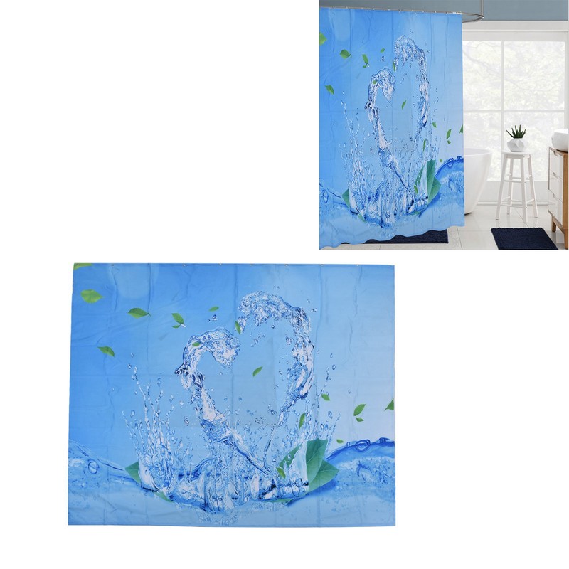 Shower Curtain Waterproof Polyester Blackout Curtain with Hook for Bathroom