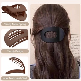 Flat Claw Clips for Women,4 PCS Curved Design Hair Clips, Matte Strong Hold Hair Claw Clips for Thin, Thick Hair,Hair Accessories for Women and Girls