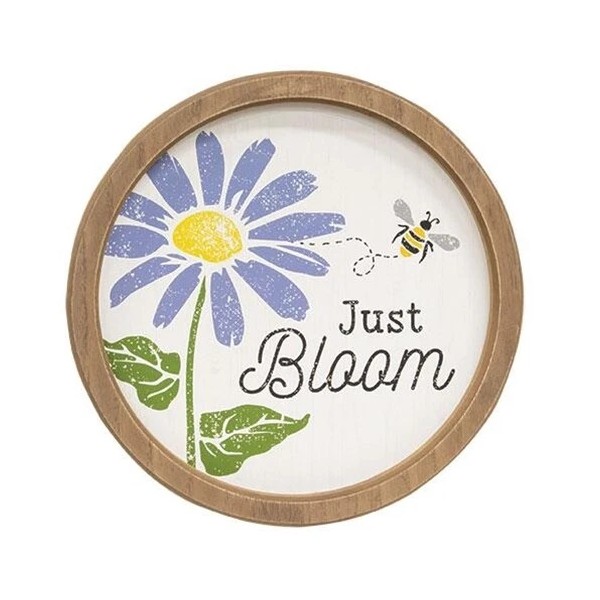Unbranded Wood Round Just Bloom Circle Frame Wall Decor Spring