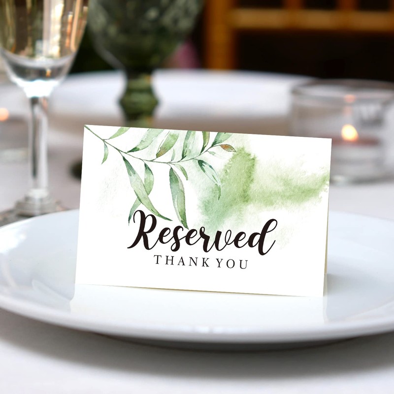 TENTADO Reserved Table Tent Card, 10 Pack, 4"x6", Green, Paper,