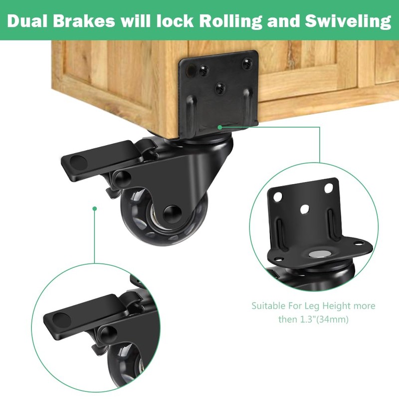 8T8 2" Side Mount Caster Wheels Heavy Duty Set of