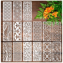 15 Pieces Stencils for Painting, Border Leaf Stencil Template Plant Furniture Cake Decorative Stencils for Wood DIY Craft Canvas Fabric Home Decor (15pcs Border)