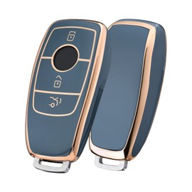 [OATSBASF] Benz Key Case, Benz Key Cover, TPU 360 Degree Full Protection, Scratch Prevention, Benz Accessories, Car E-Type Key Case (J-Gray)