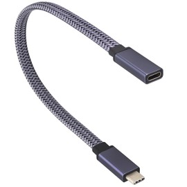 AAOTOKK Braided USB 3.1 Type c to Type C Connector Cable 60W&3A Short Type C 3.1 USB Male to Female Extension Cable Supports Charging,Data,Audio,Video Cable for Laptop&Tablet&Mobile Phone.(0.3M-M/F)