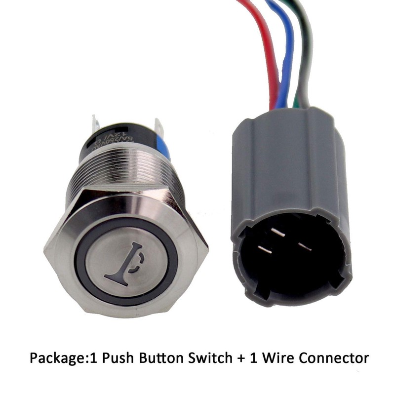 ZOYSEAY Horn Push Button Switch with Blue LED Backlit Symbol,