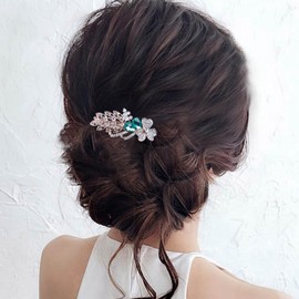 TseenYi Crystal Flower Hair Clip Rhinestone Leaf Hair Clip Rhinestone Wedding Hair Clip Hair Clip Shiny Bridal Decorative Headwear Accessories for Women and Girls (Blue Crystal)