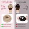 TESSHAIR Thick Human Hair Messy Bun, 100% Real Hair Bun