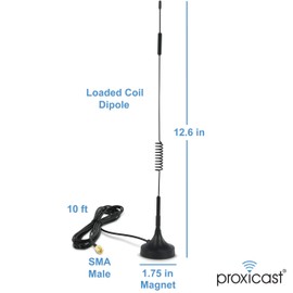 Proxicast 6.5~8 dBi 4G/LTE External Magnetic Loaded Coil Antenna Compatible with Cisco, Cradlepoint, Netgear, Pepwave, MoFi, Digi, Sierra & other Routers & Modems with SMA Connectors (ANT-124-SMA-2PK)