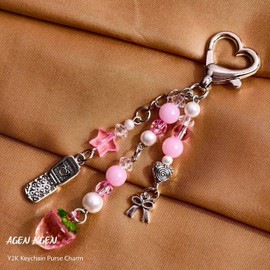 AGEN KGEN Novelty keychains Aesthetic Y2K Keychain Charms Stylish Keychains Accessories for Women Bag Purse Gifts (1x Pink Strawberry)