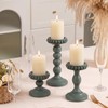 Mumufy 3 Set Wooden Candle Holders for Pillar Candles, Sage