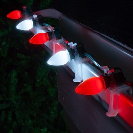 Wintergreen Lighting Red and Cool White C7 OptiCore Outdoor Christmas Lights - Commercial LED String Lights, Outdoor Christmas House Lights; Green Wire (100 Lights, 100 ft)